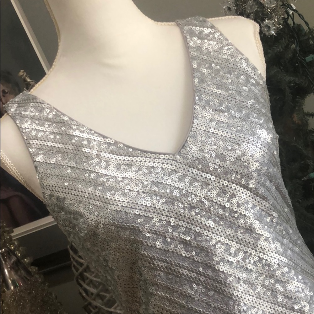 (Sold) Banana Republic Sequin V-Neck Shift Dress - Picture 3 of 8